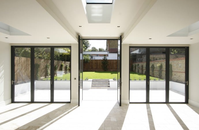 tall french doors in a slim black style