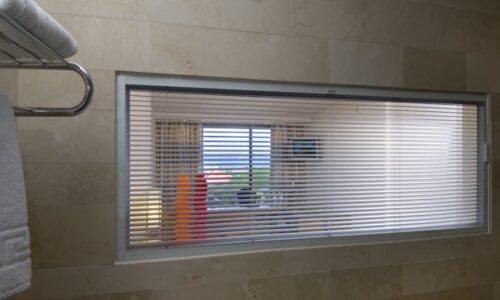 bathroom with integral blind