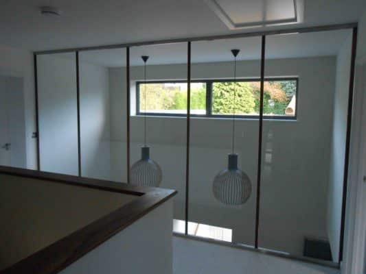 frameless aluminium internal screens in new build house