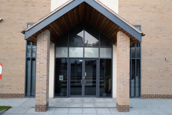 aluk commercial systems in a cheltenham church entrance
