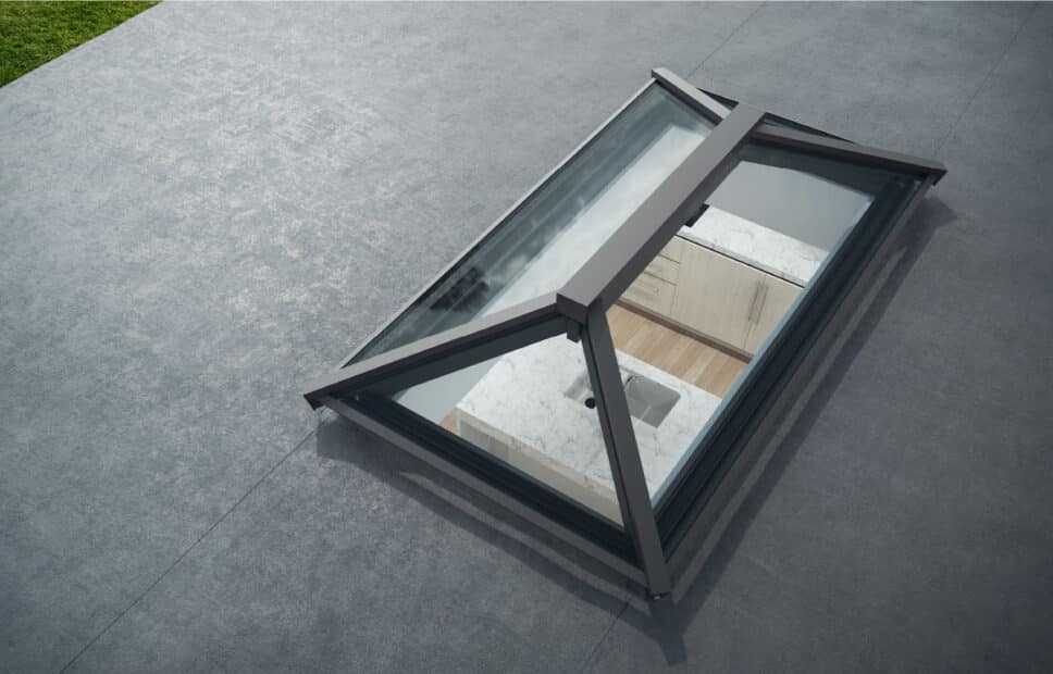 outside view of the xenlite roof lantern in grey