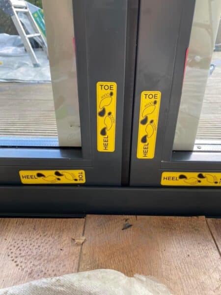 stickers on aluminium door profiles