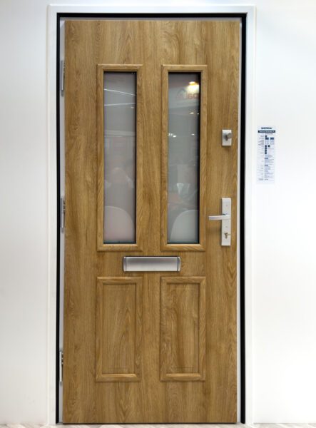 thermo premium 75 door in an exhibition stand. 