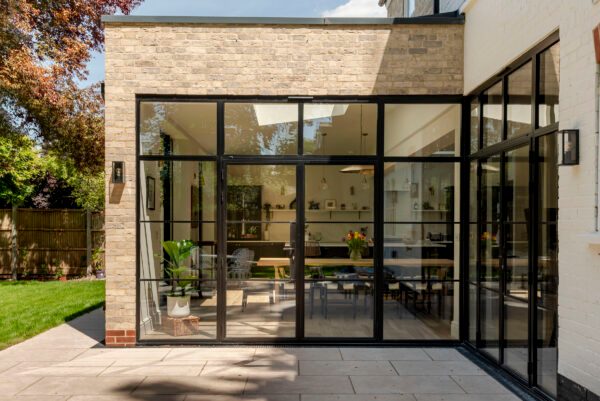 crittall style screen in a new brick extension