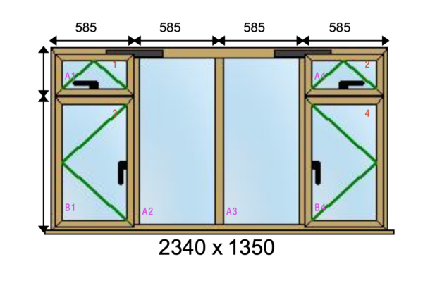 design of typical living room window with indicative aluminium window prices