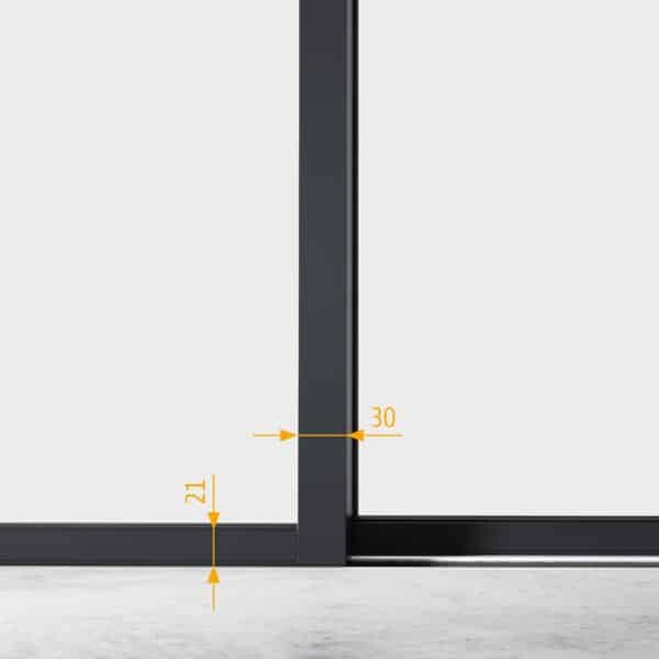 drawing showing sliding door frame dimensions